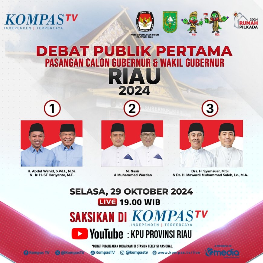 Hari Selasa Malam, KPU Riau akan Gelar Debat Paslon Pertama di Pilgub 