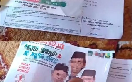 Oknum KPPS Diduga Tidak Netral, Sisipkan Stiker Cagubri dan Cabup Siak di Undangan Memilih