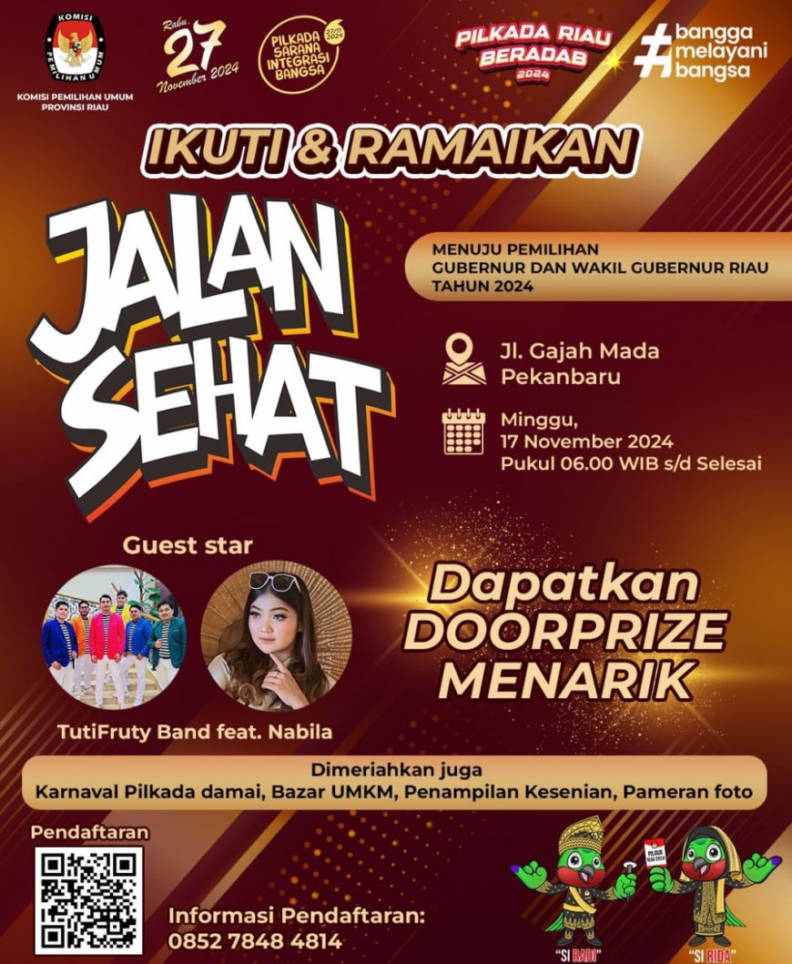Menyongsong Pilkada 2024, KPU Riau Gelar Kegiatan Jalan Sehat pada Hari Ahad
