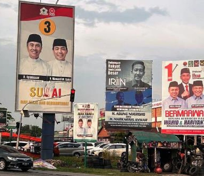 Masa Tenang Pilkada 2024, APK Paslon Masih Terpampang di Pekanbaru