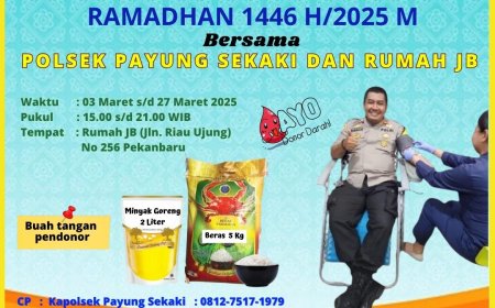 Polsek Payung Sekaki dan Rumah JB Gelar Donor Darah Sambut Ramadhan, Pendonor Dapat Paket Sembako
