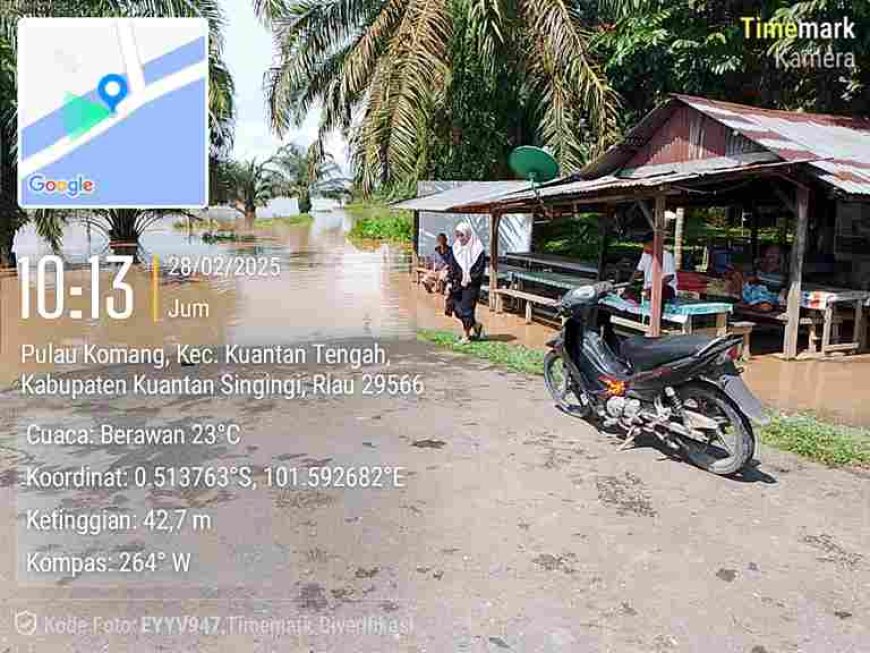 Camat Sentajo Raya Tinjau Desa Terdampak Banjir, Warga Dihimbau Siaga