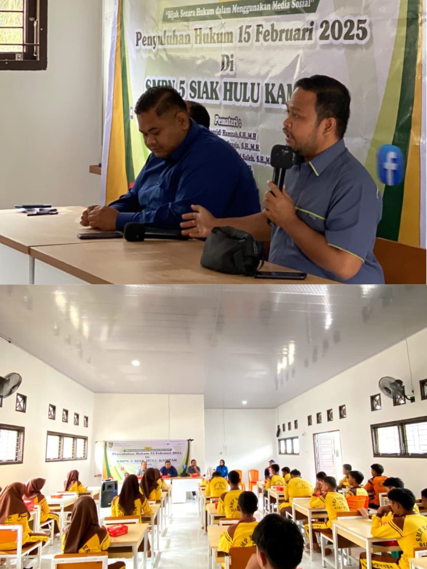 Penyuluhan Hukum Bijak Dalam Menggunakan Media Sosial SMPN 5 Siak Hulu Kampar