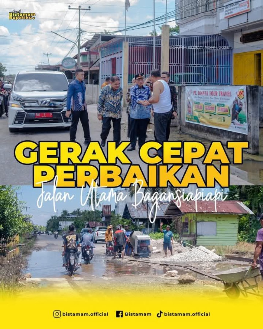 Bupati Rokan Hilir Buktikan Komitmennya Lewat Perbaikan Infrastruktur Jalan di Bagan Siapiapi