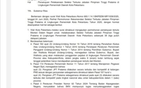 38 Jabatan Elit Pemko Dibuka! Seleksi Besar ASN di Pekanbaru Disetujui Kemendagri