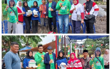 Karang Taruna Ceria dan KNPI Kulim Lanjutkan Program Sosial Pembagian Buku dan Masker di Pebatuan