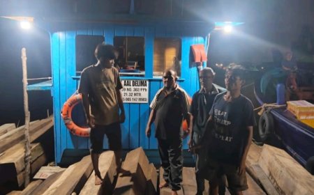 Tim Gabungan Gakkumhut KLHK dan Bakamla Gagalkan Peredaran 443 Batang Kayu Ilegal di Batam