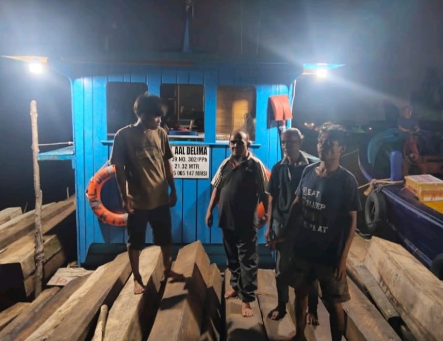 Tim Gabungan Gakkumhut KLHK dan Bakamla Gagalkan Peredaran 443 Batang Kayu Ilegal di Batam