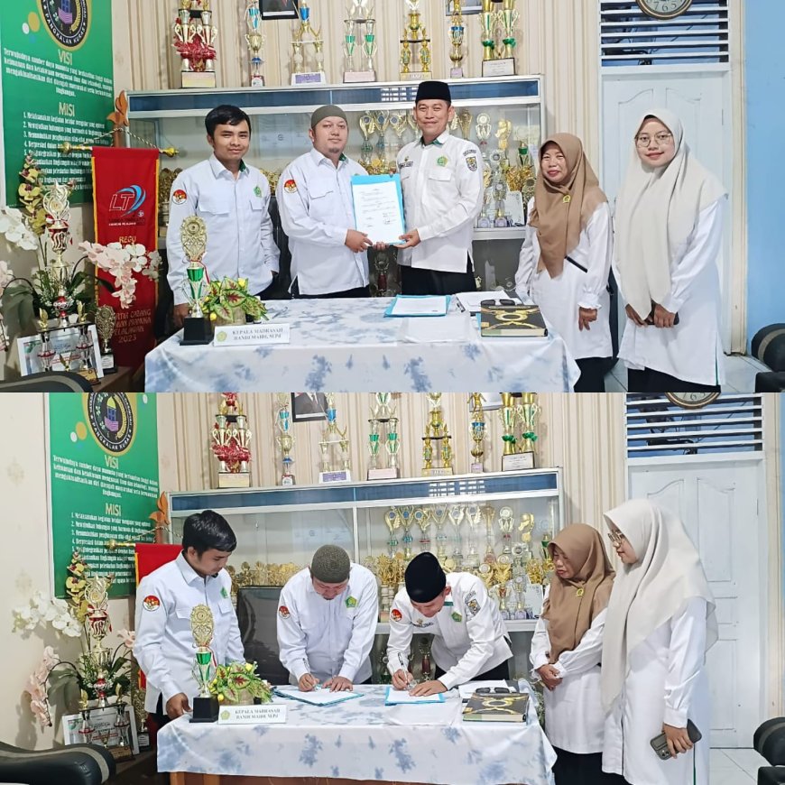 MoU KUA Pangkalan Kuras dan MTs Al-Qasimiyah Sorek Satu untuk Pembinaan Keagamaan Siswa
