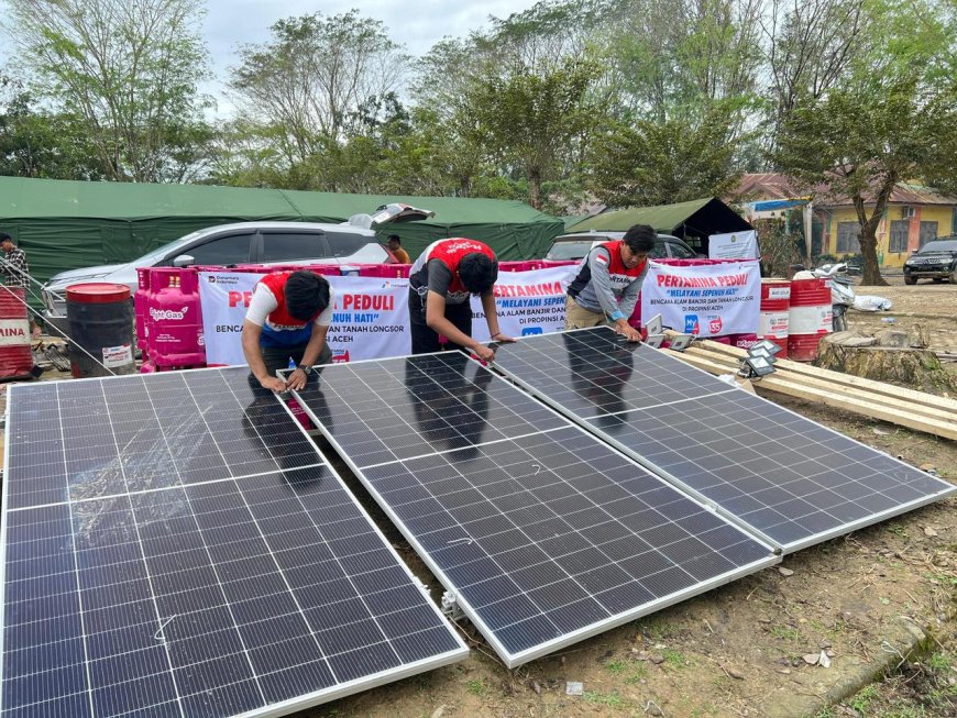 Pertamina Hadirkan PLTS di Posko Pengungsian Aceh Tamiang, Cahaya Harapan di Tengah Krisis Pascabencana