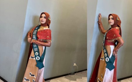 Viola Fauziah Dezka Angkat Batik Seikijang Karya Rumah Jahit Asmalinda di Batik Modifikasi Show Putera Puteri Kampus Riau 2026