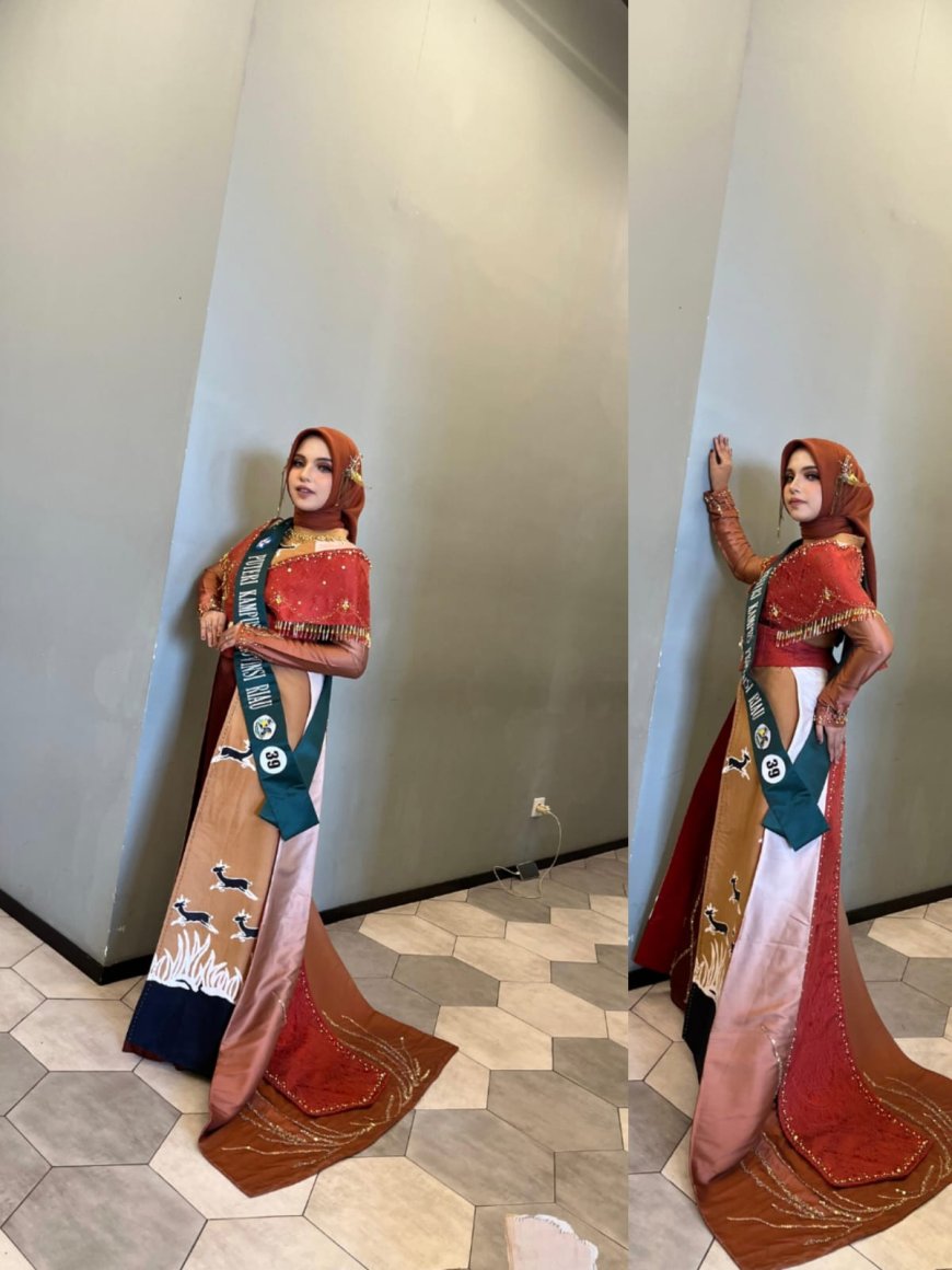 Viola Fauziah Dezka Angkat Batik Seikijang Karya Rumah Jahit Asmalinda di Batik Modifikasi Show Putera Puteri Kampus Riau 2026