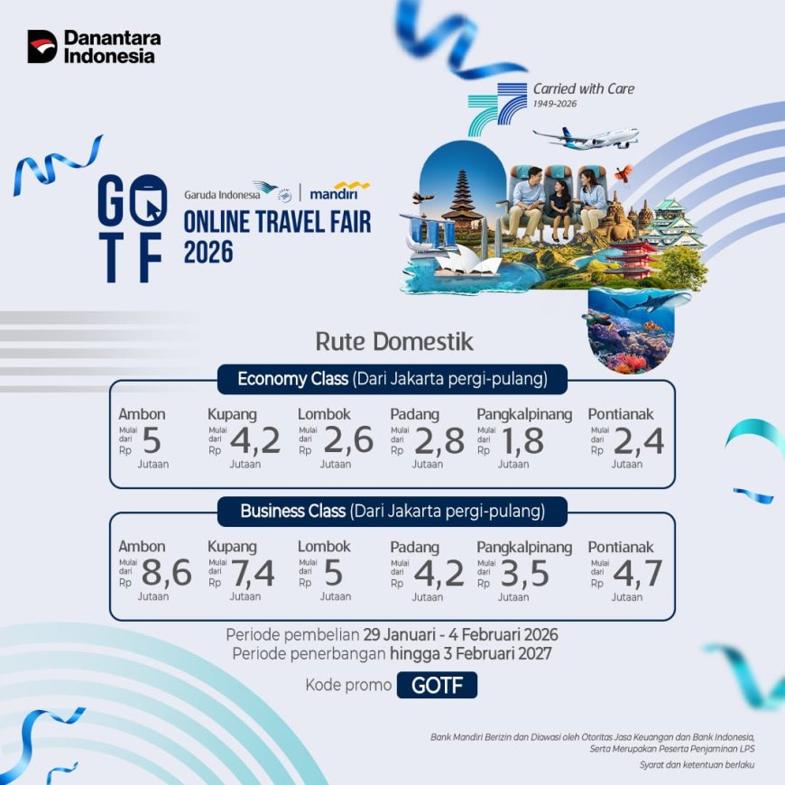 Garuda Indonesia–Bank Mandiri Gelar GOTF 2026, Hadirkan 140 Ribu Kursi Diskon Hingga 65 Persen