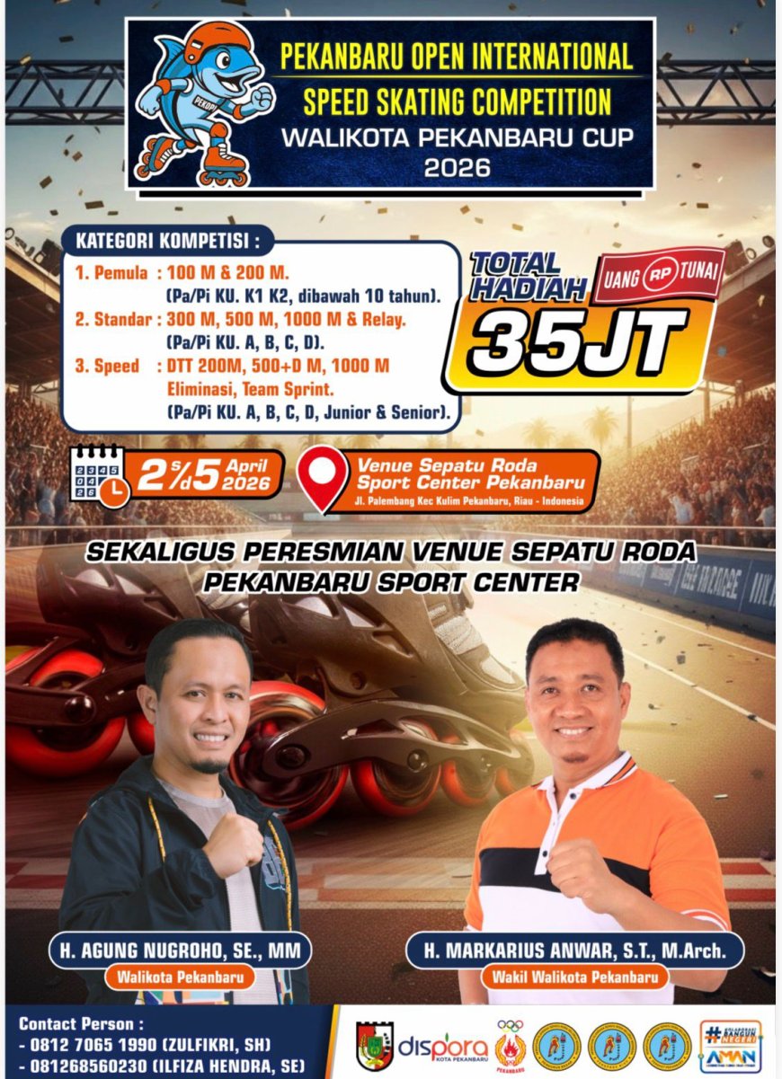 PEKOPI 2026 Hadirkan 560 Atlet, Pekanbaru Siap Jadi Pusat Sepatu Roda Nasional Dan Internasional
