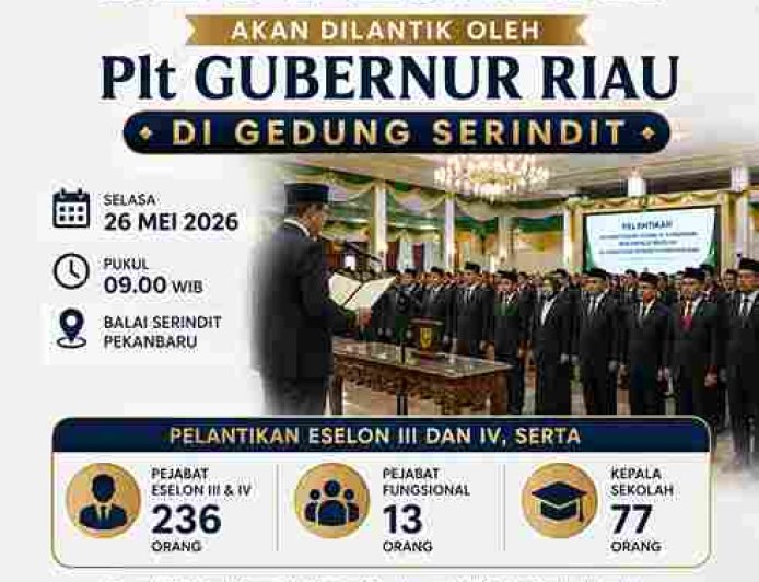 Besok, 326 Pejabat Pemprov Riau Dilantik di Balai Serindit