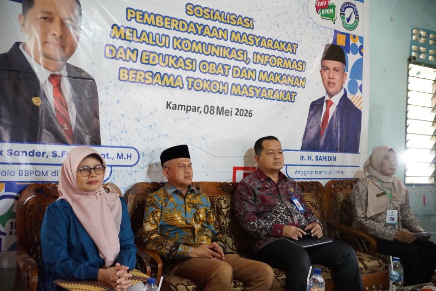 BBPOM Pekanbaru dan Ir. H. Sahidin Gelar KIE di Kuok: Edukasi Profil BPOM, Keamanan Kosmetik, hingga Pencegahan Stunting
